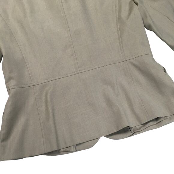 Ann Taylor Blazer Tan Three Button Suit Jacket Peplum Women's 6 Career Work - Picture 9 of 9